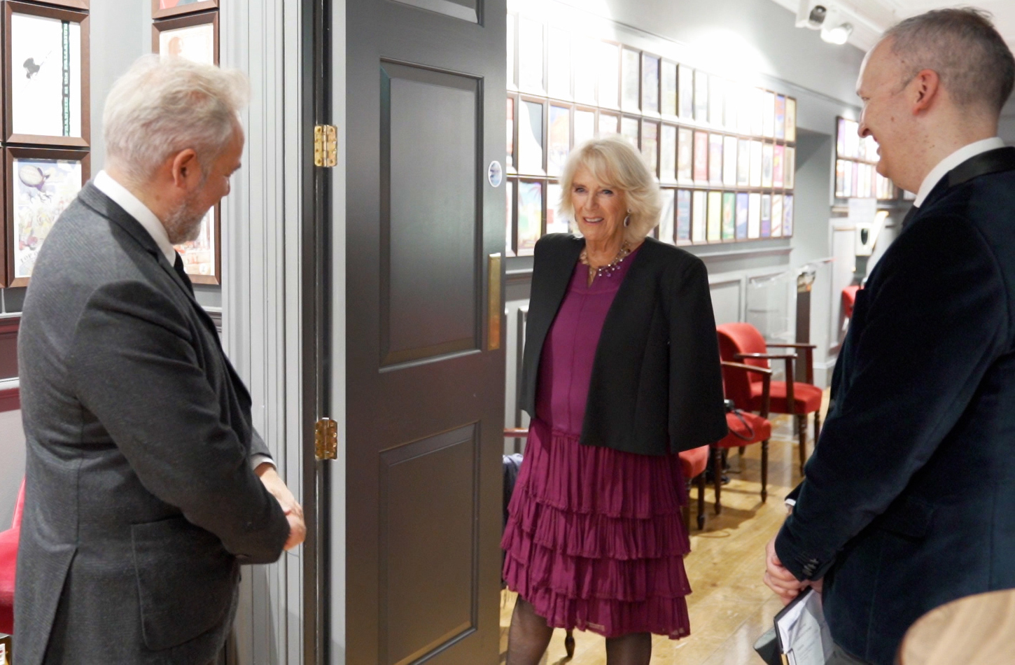 The Duchess of Cornwall meeting Sir Sam Mendes and Julian Bird