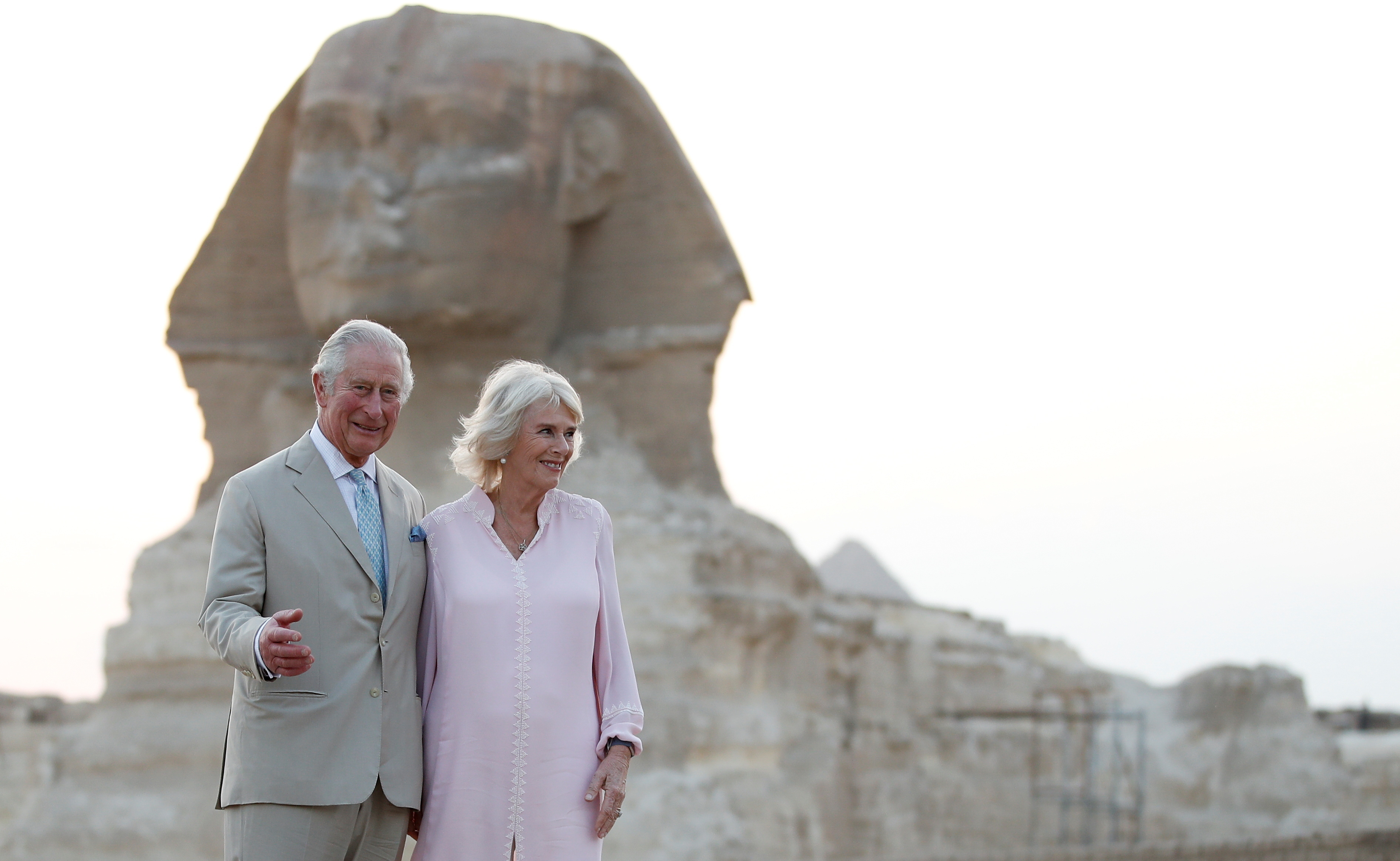 The Prince of Wales and The Duchess of Cornwall during a visit to the Great Sphinx of Giza