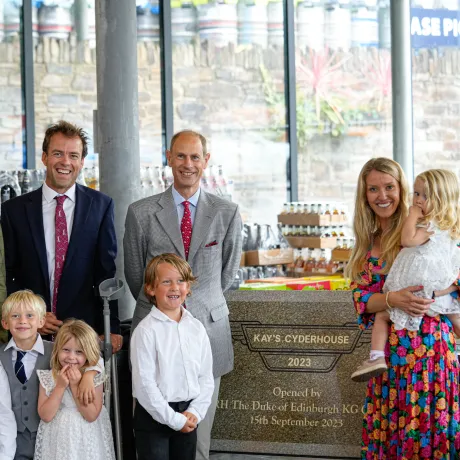The Duke of Edinburgh visits Healeys Cornish Cyder Farm