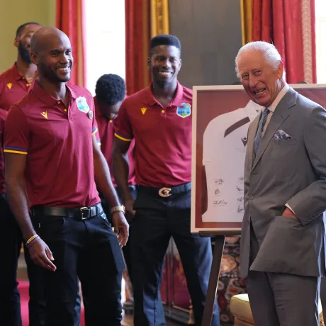 The King meets the West Indies Cricket Team