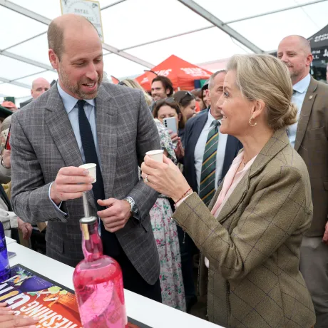 The Prince of Wales and the Duchess of Edinburgh try local Gin at the Royal Cornwall Show