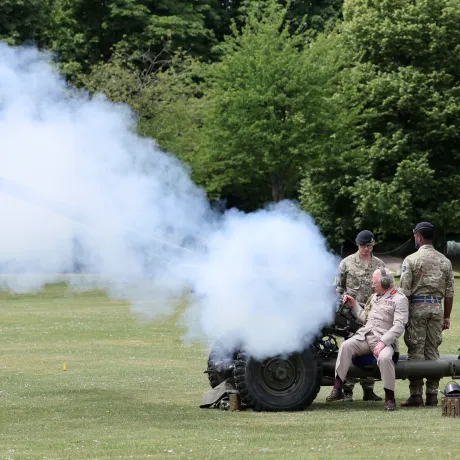 The King fires a L118 Light Gun at Larkhill