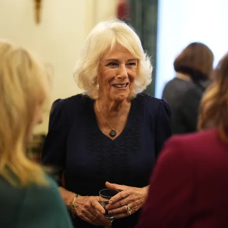 The Queen smiles during the BookTrust reception