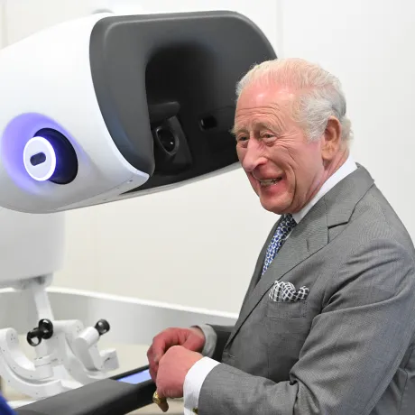 The King smiles at King's College London