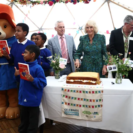 The Queen attends a Big Lunch at The British Library