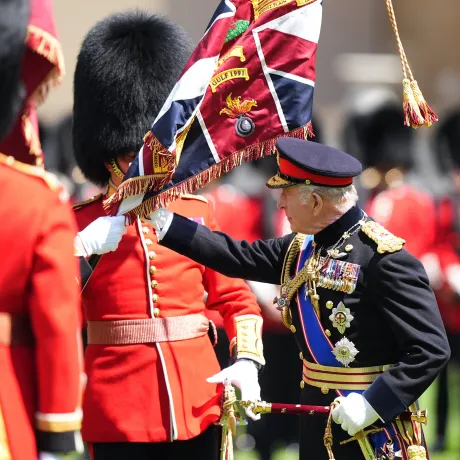The King presents New Colours to the Grenadier Guards