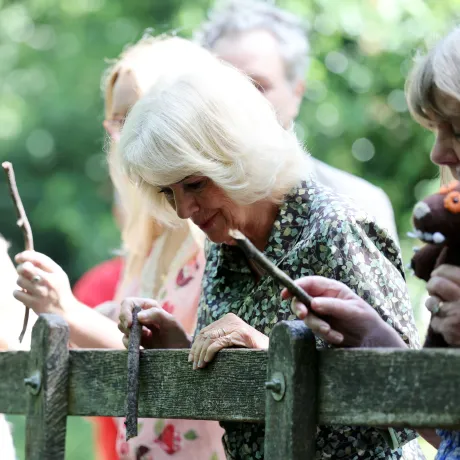 The Queen plays pooh sticks
