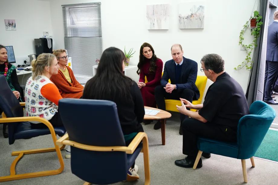 Their Royal Highnesses speak to staff at St Petrocs