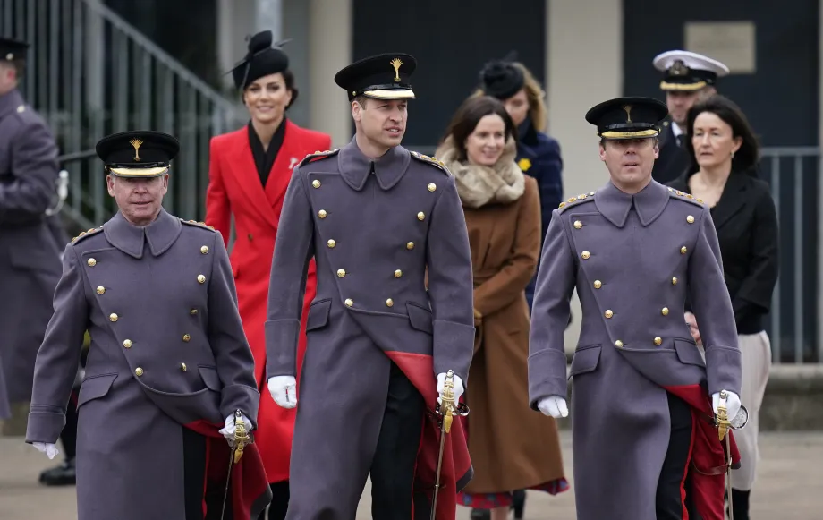 The Prince and princess of Wales with the Welsh Guards