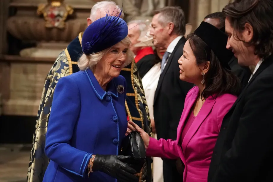 The Queen Consort meets guests