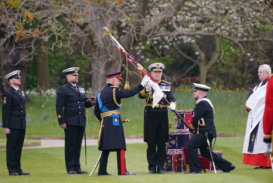 The King presents the Royal Navy with a new Standard