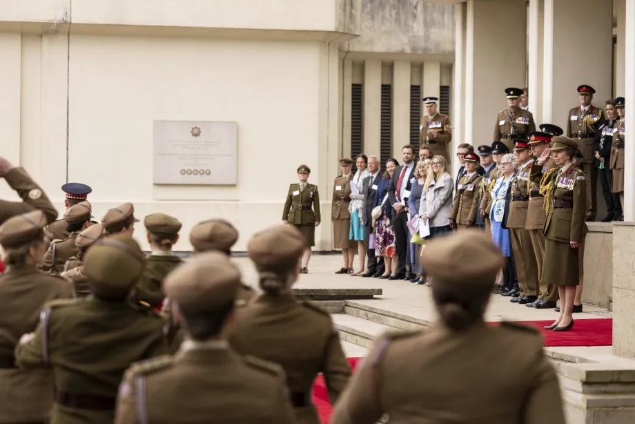 The Princess Royal attends d the First Aid Nursing Yeomanry (Princess Royal’s Volunteer Corps) Recruits’ Pass Out Parade at Wellington Barracks