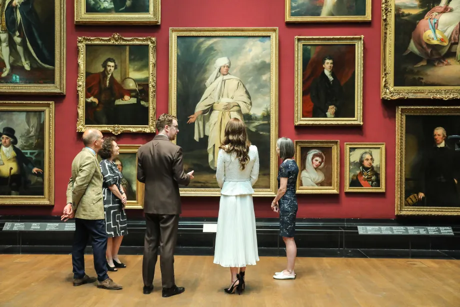 The Princess of Wales viewing Joshua Reynolds Portrait of Omai