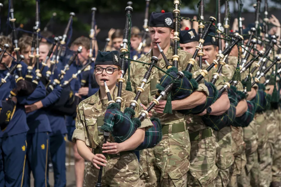 The Princess Royal attends a rehearsal for the Royal Edinburgh Military Tattoo