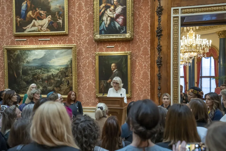 The Queen speaks at a reception at Buckingham Palace