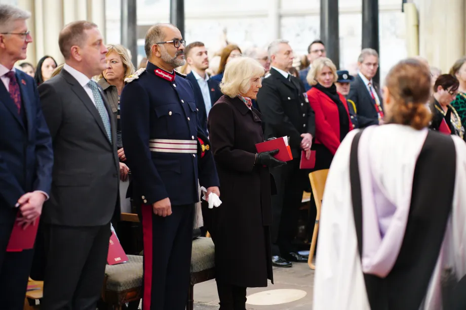 Queen Camilla meeting members of the public ahead of attending a Service of Celebration at Bath Abbey as she carry out engagements celebrating the 850th anniversary of St John's Foundation in Bath.
