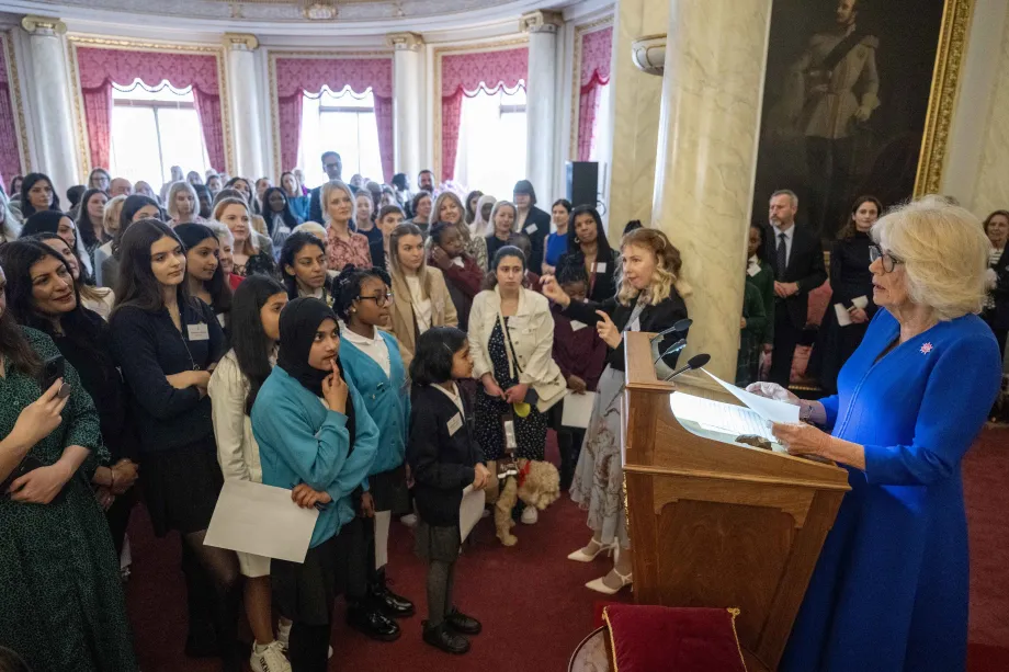 The Queen addresses guests at Buckingham Palace