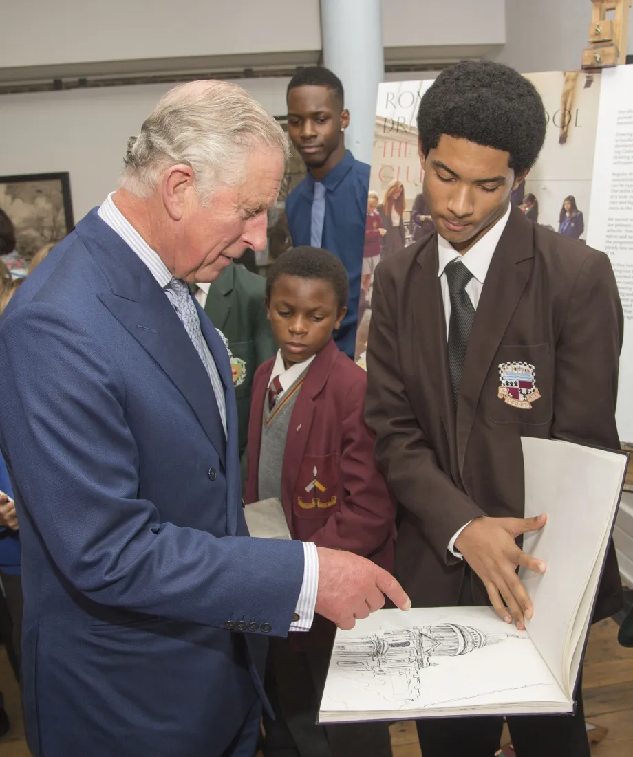 The King at an event with The Royal Drawing School