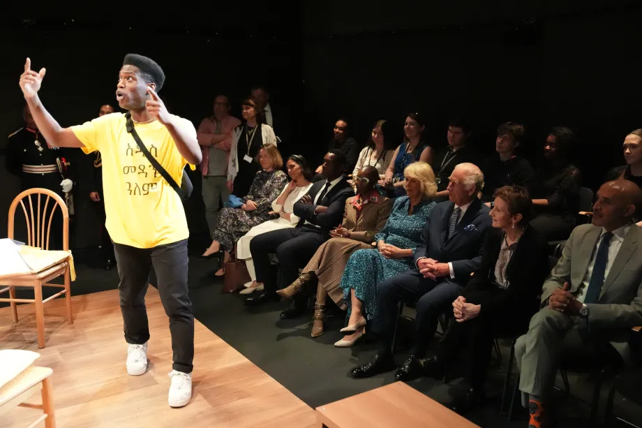 The King and Queen watch a performance at RADA