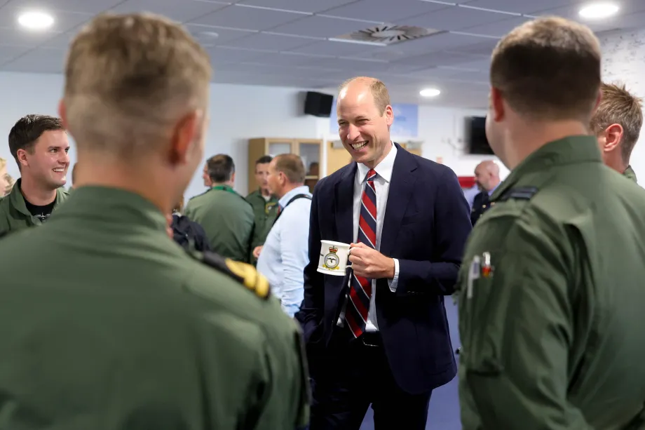 The Prince of Wales meets personnel at RAF Valley on Anglesey, Wales