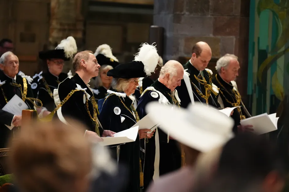 The King, The Queen and other member of the Royal Family at the Order of the Thistle Service