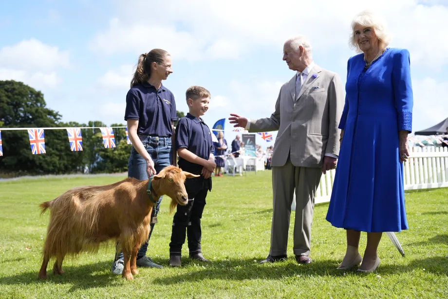 The King and Queen with Guernsey Goats