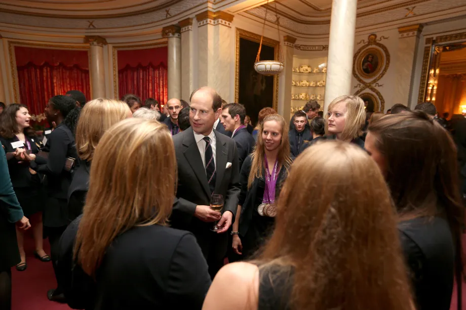 The former Earl of Wessex talks to Athletes during a reception