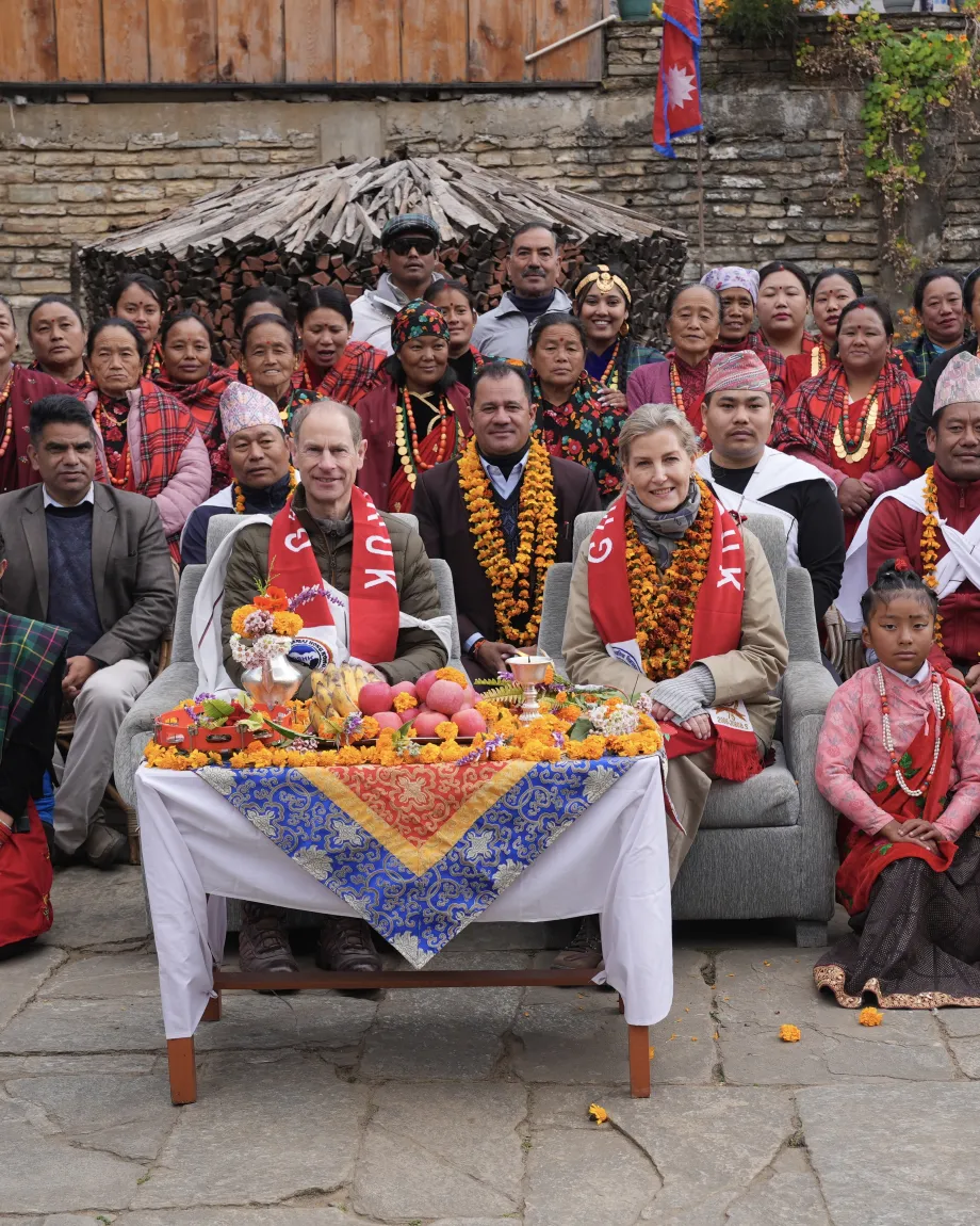 The Duke and Duchess of Edinburgh receive a traditional Welcome Ceremony in Nepal