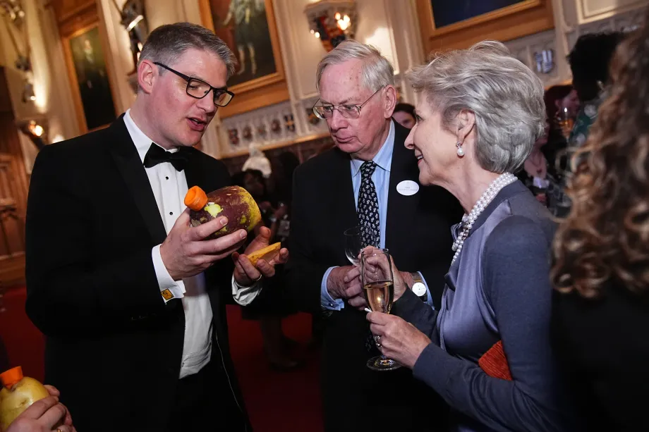 The Duke and Duchess of Gloucester with the London Vegetable Orchestra