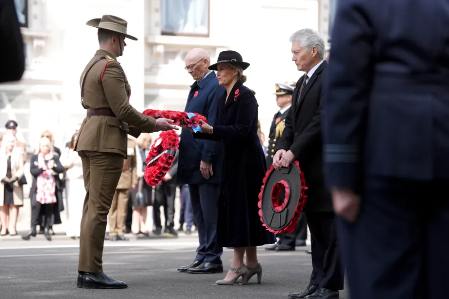The Duchess of Edinburgh lays a wreath on behalf of The King