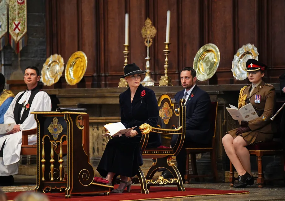 The Duchess of Edinburgh listens on at the Service of Commemoration and Thanksgiving on Anzac Day
