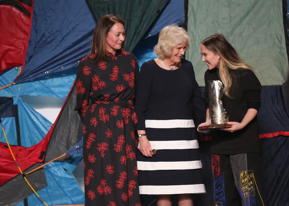 The Queen, as Duchess of Cornwall, presents the Queen Elizabeth II Award for British Design to Bethany Williams