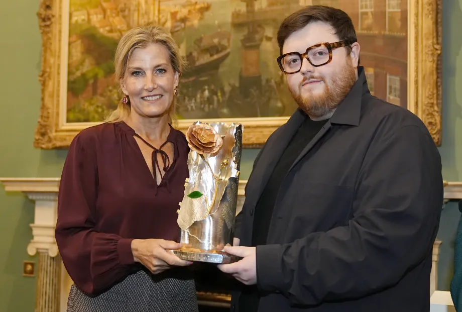 The Duchess of Edinburgh presents Steven Stokey-Daley with the Queen Elizabeth II Award for British Design in 2024.
