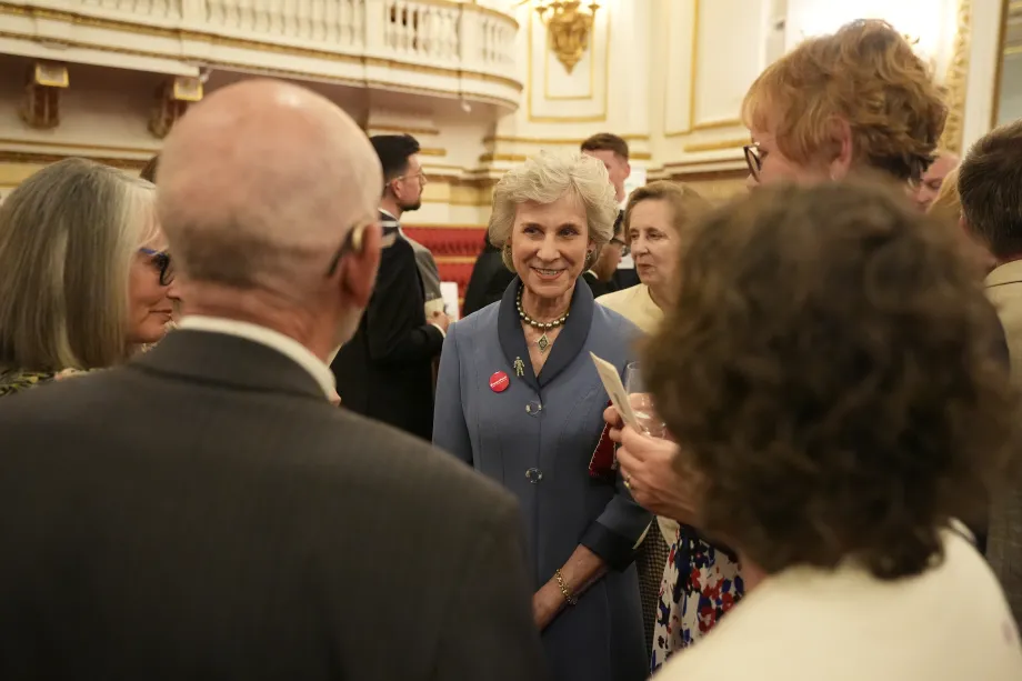 The Duchess of Gloucester at a reception for cancer initiatives
