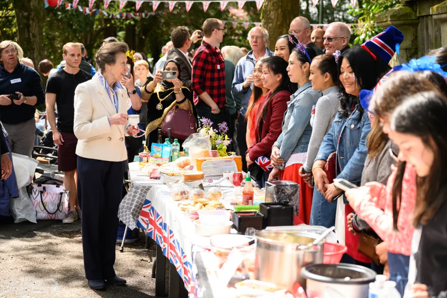 The Princess Royal attends a Coronation Big Lunch in Swindon, 2023.