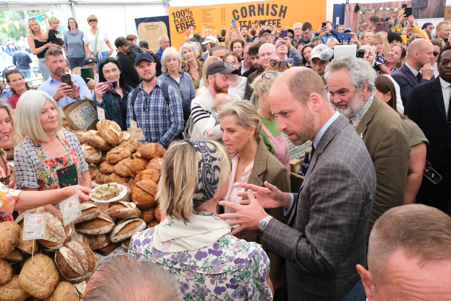 The Prince of Wales and The Duchess of Edinburgh visit local produce stall at the Royal Cornwall Show