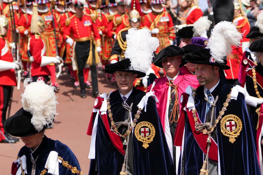 The Duke of Edinburgh and Prince of Wales arrive at the Order of the Garter Service