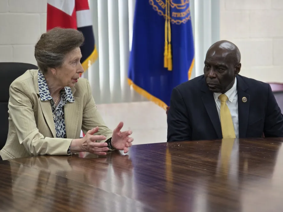 The Princess Royal in discussion with members of the Barbados Olympic Association