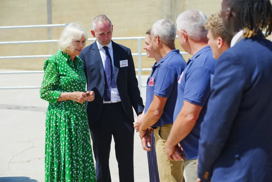 The Queen meets farm workers at Lower Shockerwick Farm