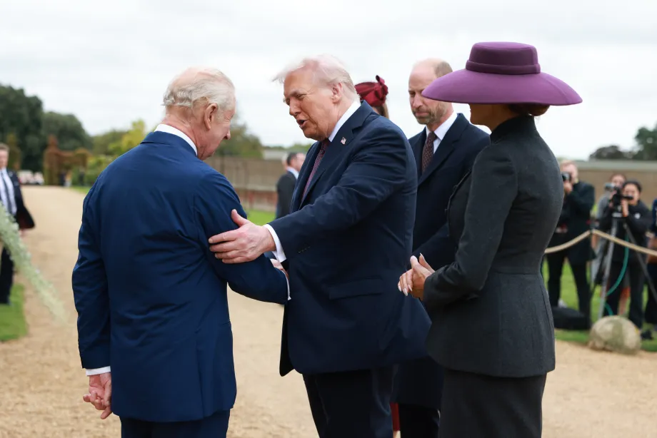 The King greets The President at Windsor Castle