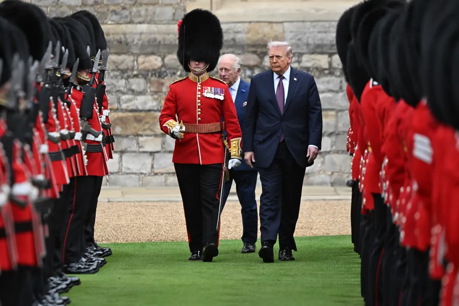 President Donald Trump inspects the Guard of Honour 