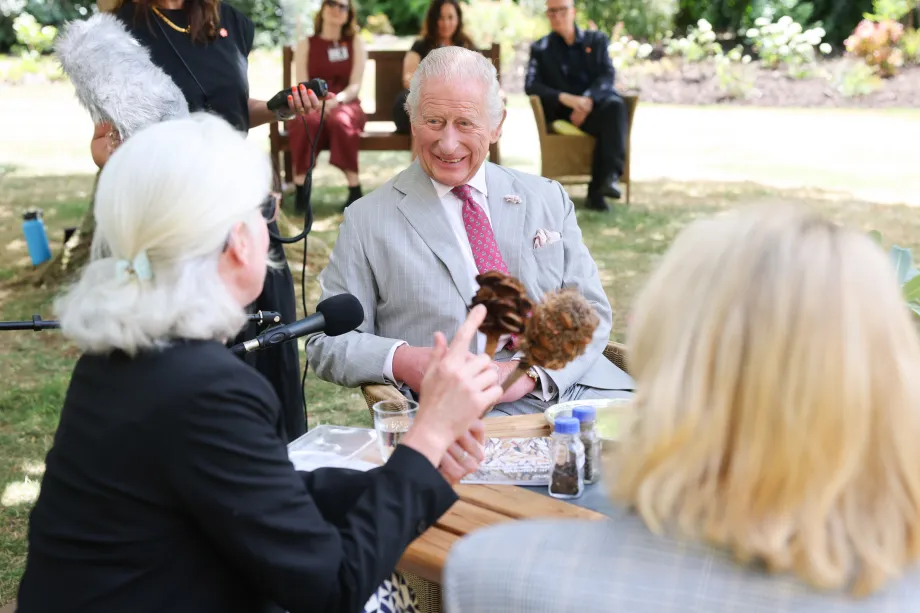The King smiles during the recording of the Millennium Seed Bank podcast