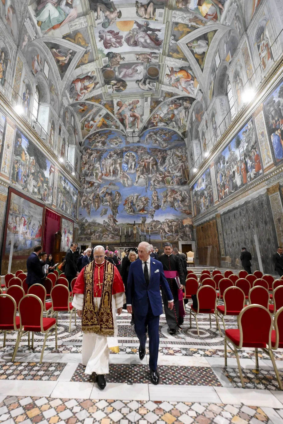 The King and Pope Leo in the Sistine Chapel