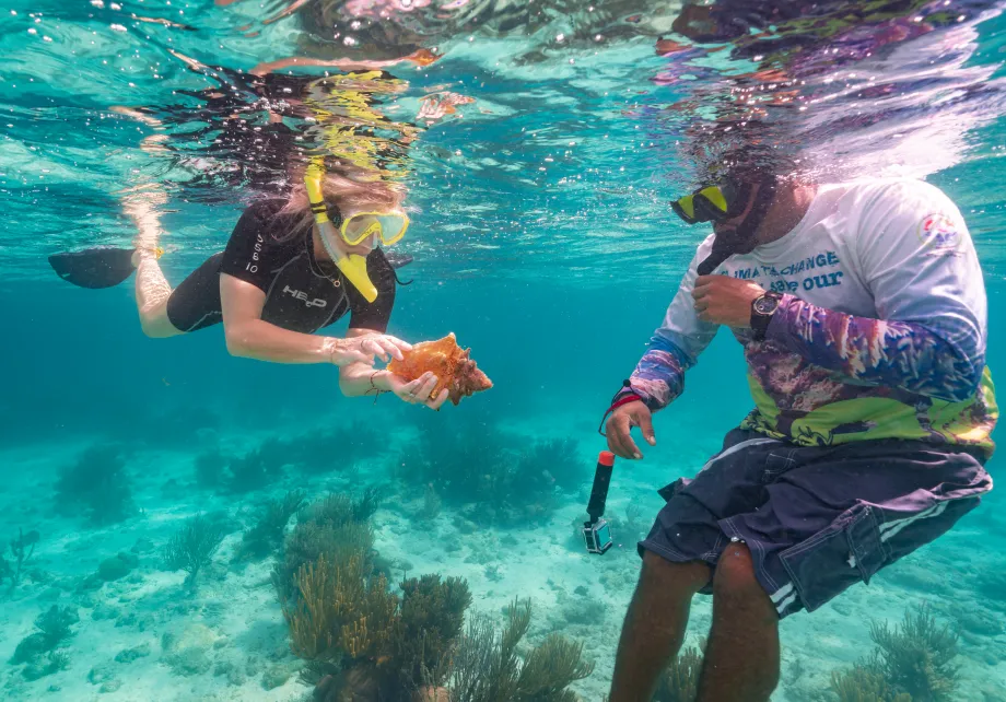 The Duchess of Edinburgh visits Laughing Bird Caye to see conservation work being undertaken to protect Belize's marine environment