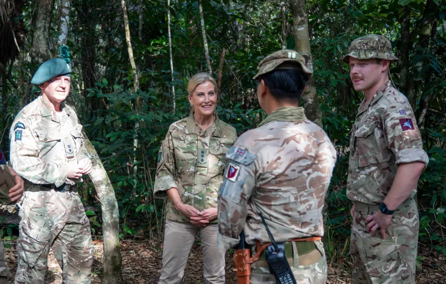 The Duchess of Edinburgh joins British service personnel training with the British Army Training Support Unit Belize 