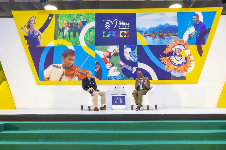 The Duke participates in a 'fireside chat' with Wale Edun