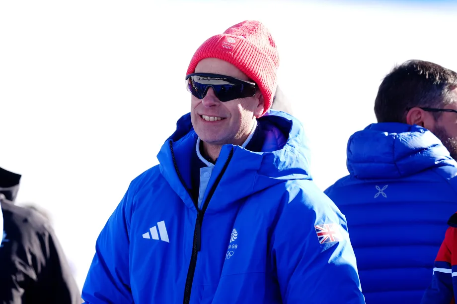 The Duke watches the Snowboard Cross Big Final