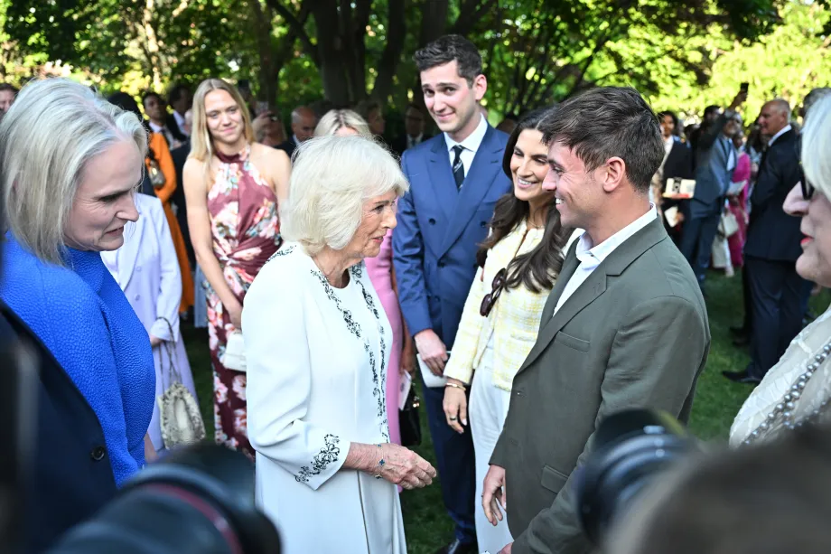 The King and Queen attend a garden party hosted at the British Ambassador's Residence