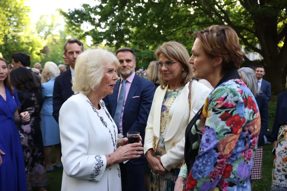 The King and Queen attend a garden party hosted at the British Ambassador's Residence