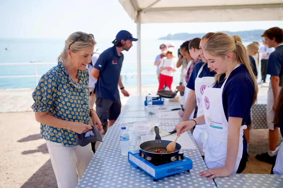 The Duchess of Edinburgh meets Year 9 and Year 10 pupils cooking seafood dishes